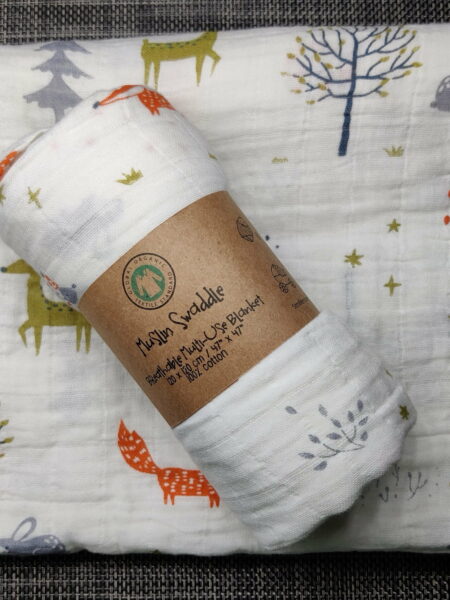 Big Muslin Swaddle Blanket 120cmx120cm Organic Cotton
