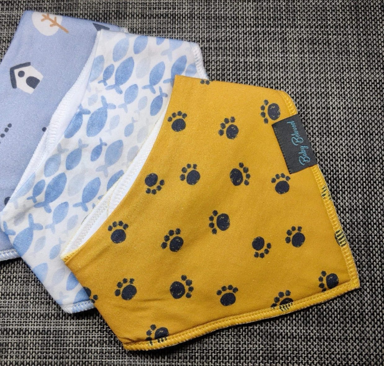 Dogs and Fish  Organic Cotton Dribble Proof Bib pack