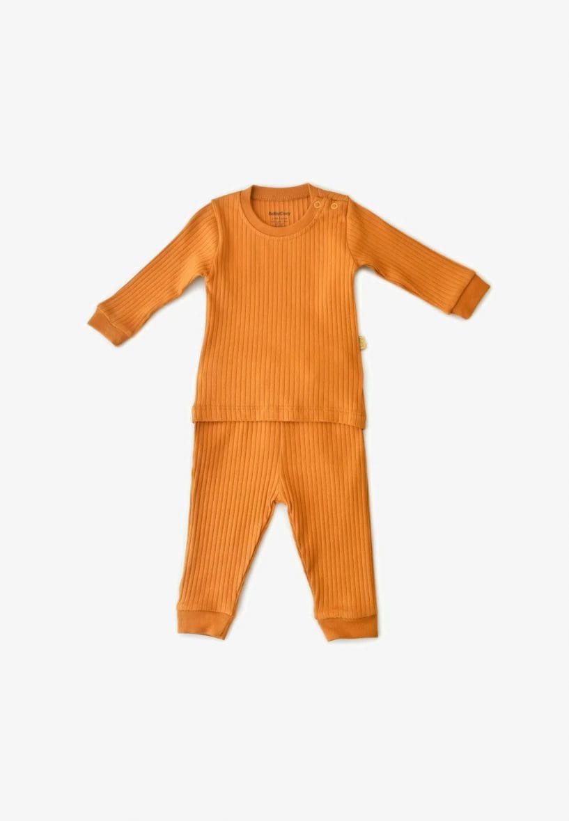 Ribbed Retro Orange Saffron Set Organic Cotton