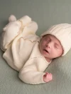 Newborn Baby Hat Ecru White  Organic Cotton