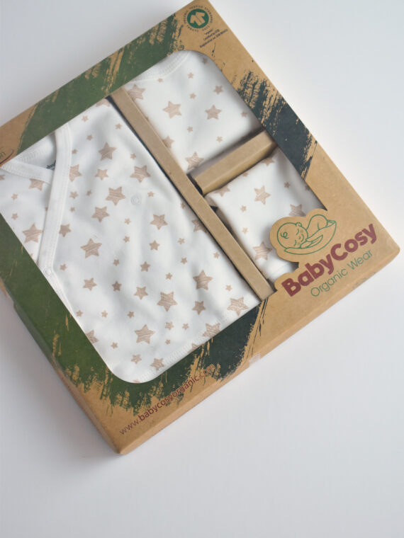5 Pieces Newborn Gift Box Set Ecru Organic Cotton