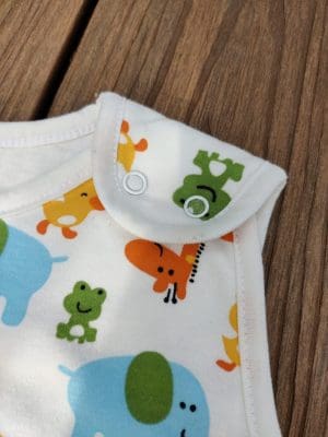 picture of organic cotton baby sleeping bag with animals print. picture of the clip