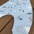 picture of a baby sleeping bag feet, blue with polar bear design and ykk zip