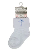 Blue Cross Embroidered Christening Socks