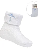Blue Cross Embroidered Christening Socks