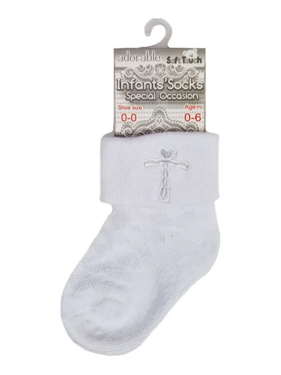 Silver Cross Embroidered Christening Socks