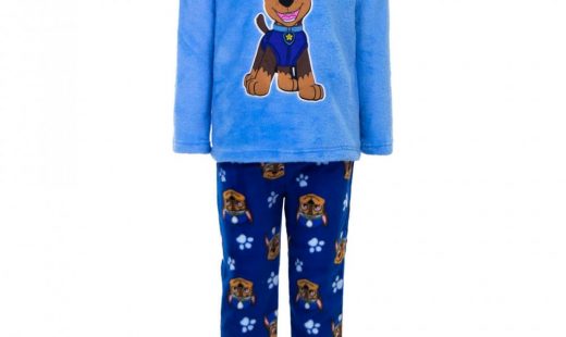 Picture of paw patrol pajamas. fleece design with chase